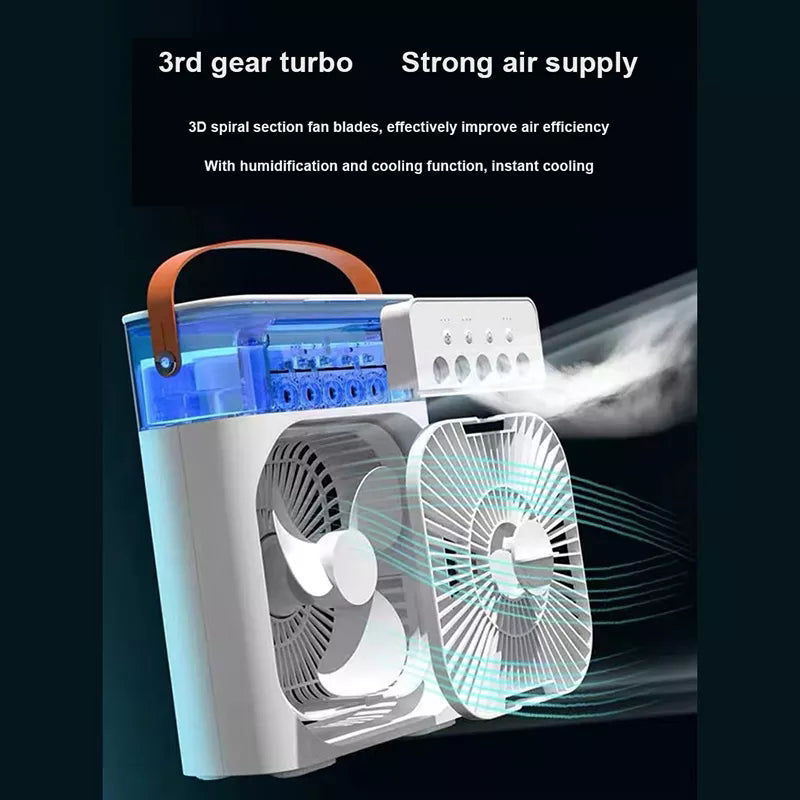 3 In 1 Air Humidifier Cooling Fan LED Night Light